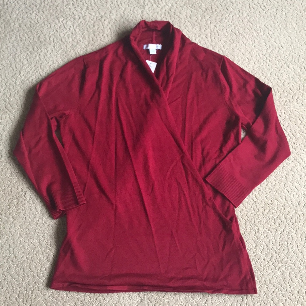 NWT faux wrap 3/4 sleeve sweater top, Size Small